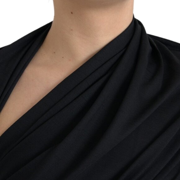 Dolce & Gabbana Black Wool Cutout Asymmetric Long Sleeve Top IT40 SM NWT - Picture 3 of 6